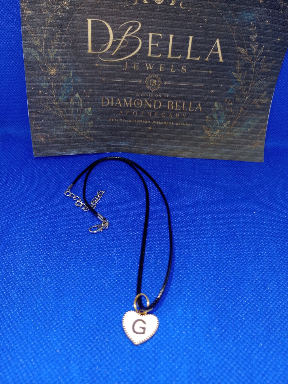 Heart Initial 'G' Necklace in Gold and White